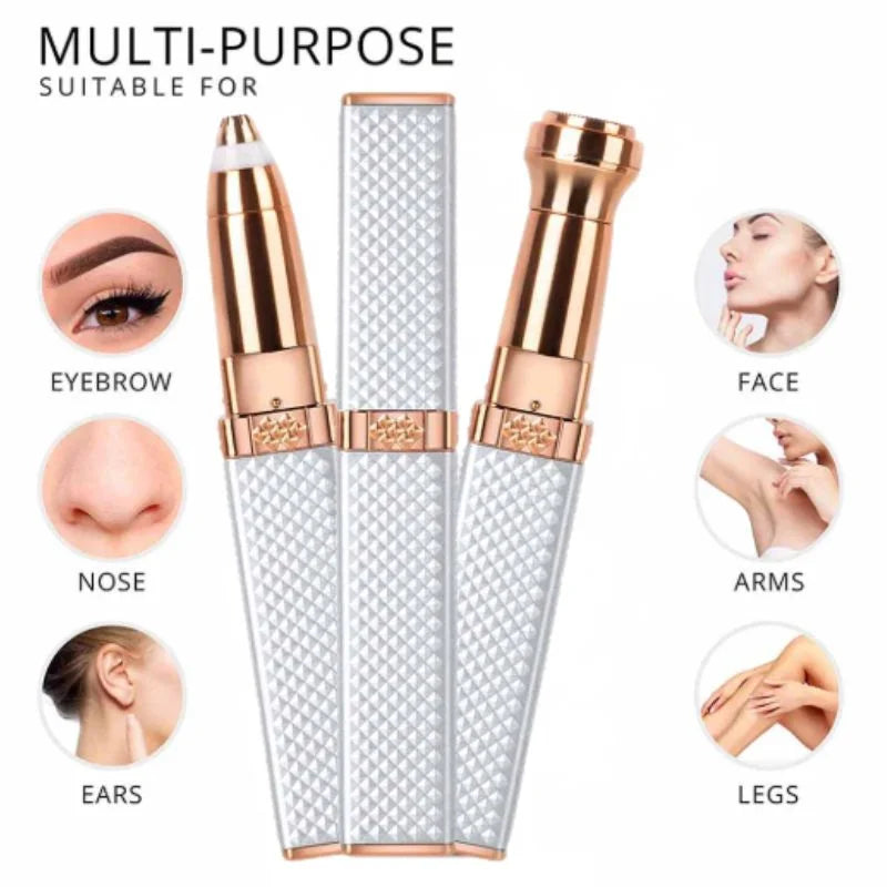 2-in-1 Flawless Facial Hair Remover & Eyebrow Trimmer | USB Rechargeable, Painless & Portable | White NB Collection Shop