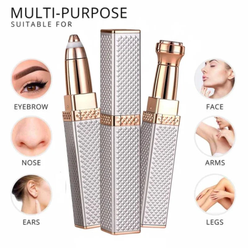 2-in-1 Flawless Facial Hair Remover & Eyebrow Trimmer | USB Rechargeable, Painless & Portable | Silver Color NB Collection Shop