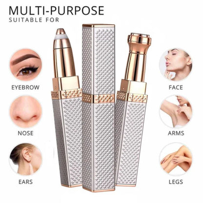 2-in-1 Flawless Facial Hair Remover & Eyebrow Trimmer | USB Rechargeable, Painless & Portable | Silver Color NB Collection Shop