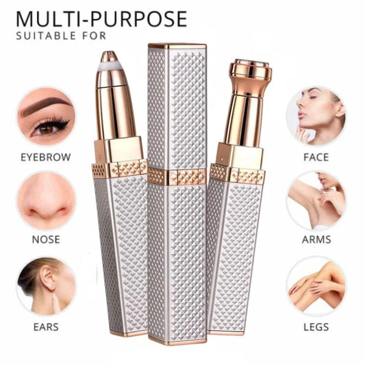 2-in-1 Flawless Facial Hair Remover & Eyebrow Trimmer | USB Rechargeable, Painless & Portable | Silver Color NB Collection Shop