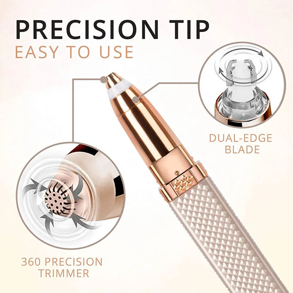 2-in-1 Flawless Facial Hair Remover & Eyebrow Trimmer | USB Rechargeable, Painless & Portable | White NB Collection Shop