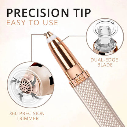 2-in-1 Flawless Facial Hair Remover & Eyebrow Trimmer | USB Rechargeable, Painless & Portable | White NB Collection Shop